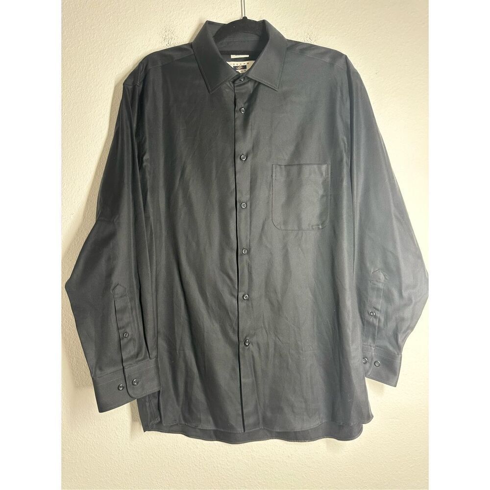 Joseph Abboud Men’s Buttoned Shirt Black Long Sleeve Egyptian Cotton Sz 16 1/2